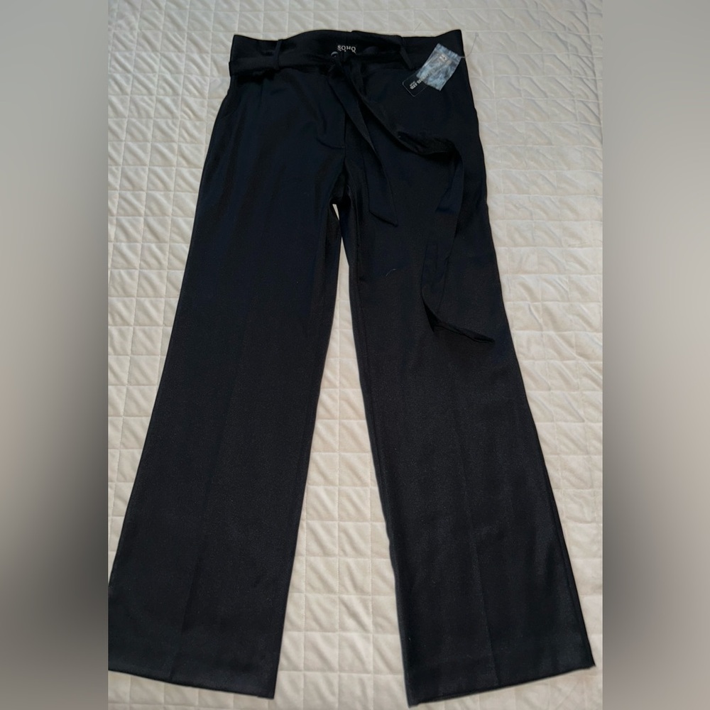 Soho Apparel LTD. Black dress pants with tie belt. New with tag. Womens 14